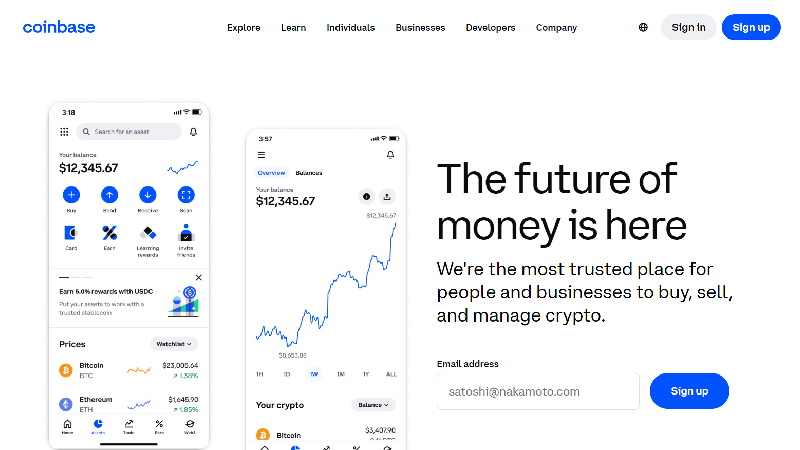 Криптовалютный кошелек Coinbase.
