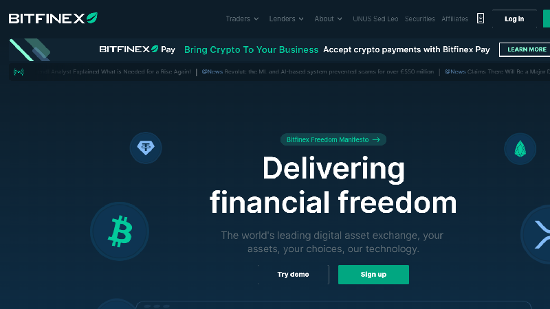 Криптовалютная биржа Bitfinex с низкой комиссией
