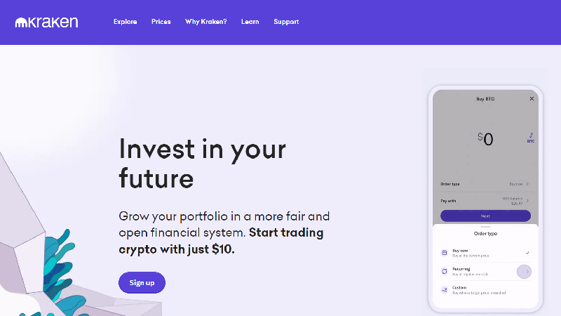Криптовалютная биржа Kraken с низкой комиссией