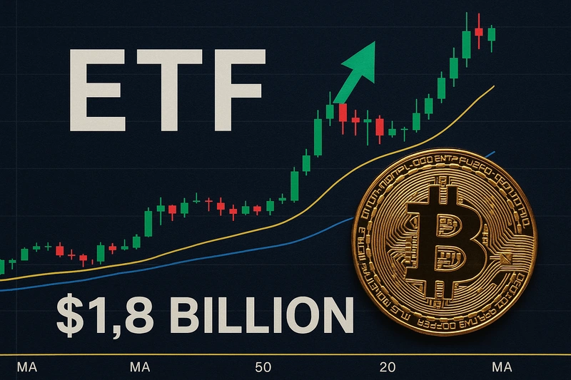 Спотовые биткоин-ETF в США демонстрируют высокие показатели с притоком 1,8 млрд долларов